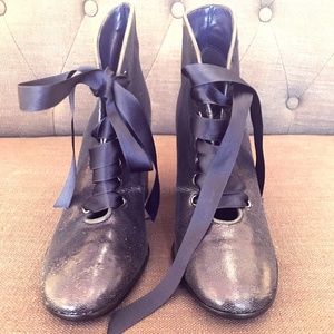 Valentina Rangoni Iridescent Blue Lace Up Booties